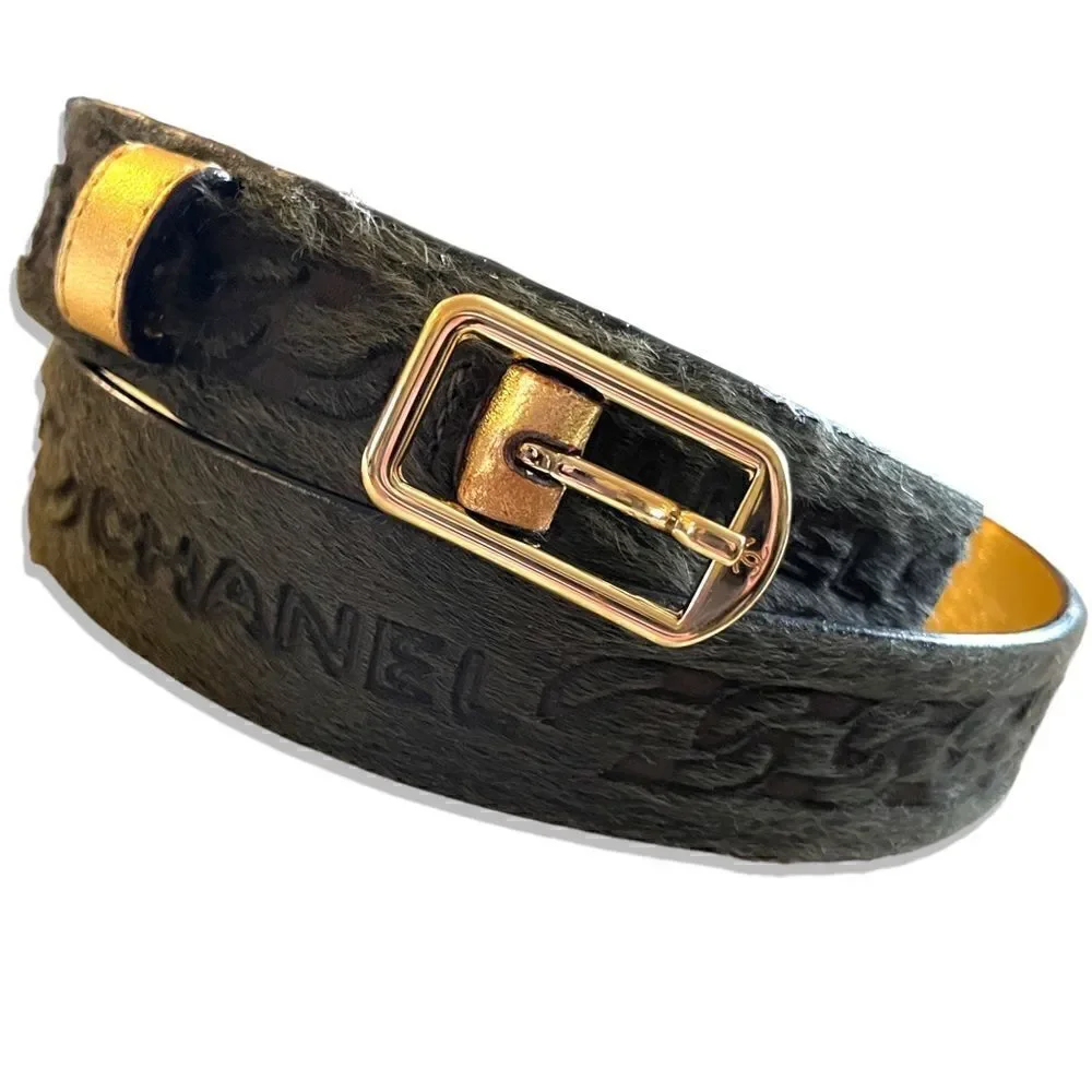 Chanel Buckle Belt Calf Hair and Leather |Size: 70|